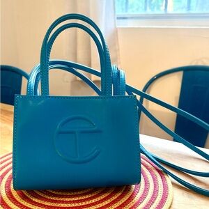 Small cyan Telfar shopping bag, barely used